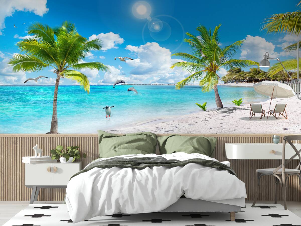 Fototapeta pláž s pieskom a palmami