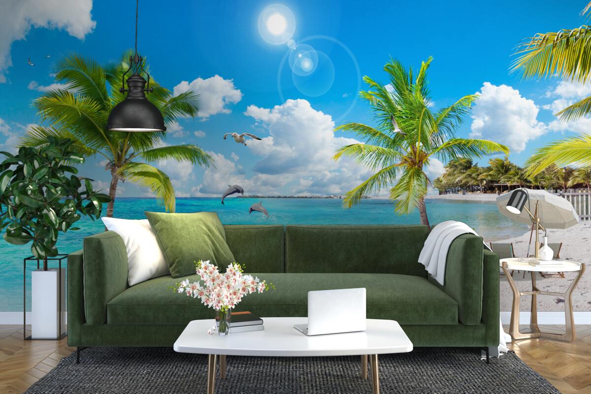 Fototapeta pláž s pieskom a palmami