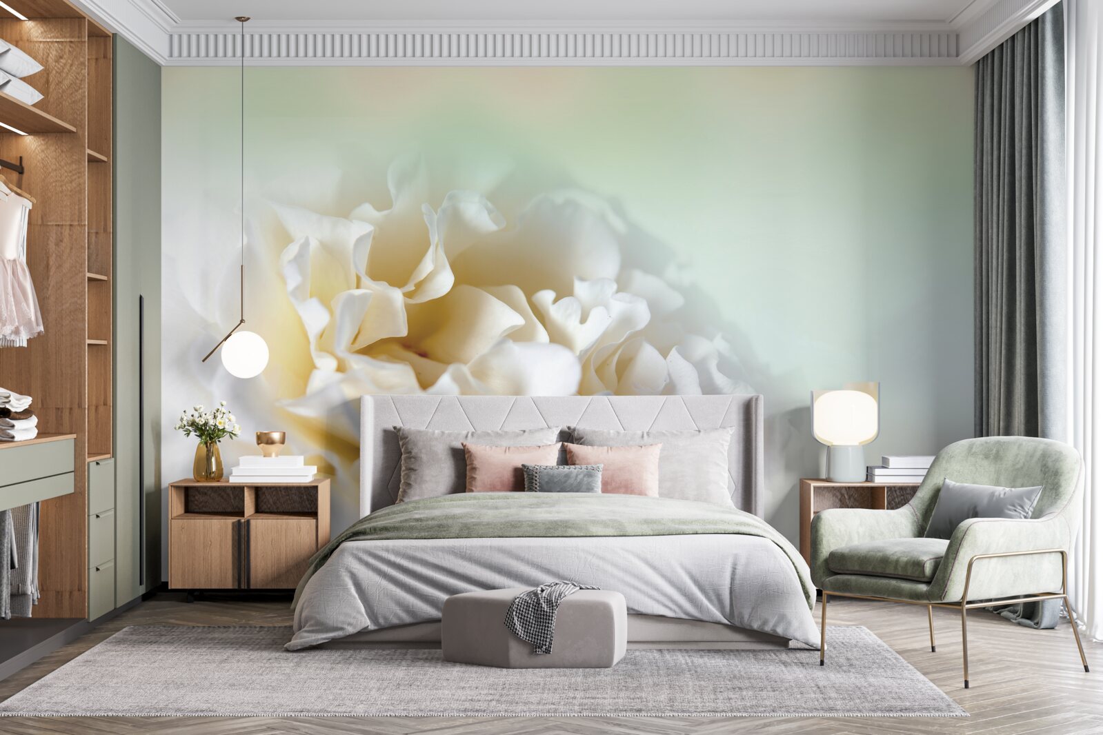 Fototapeta pivonka pozadie v krémových a nadýchaných odtieňoch