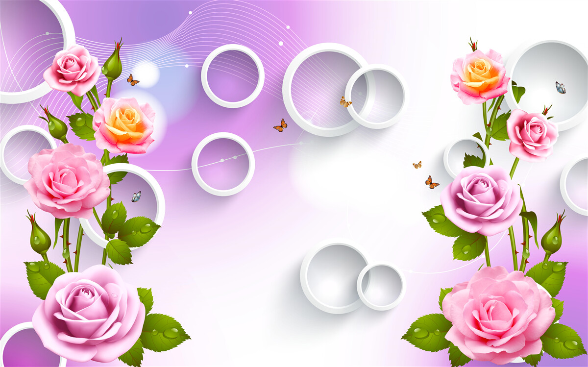 Fototapeta sada svetlých ruží na svetlom pozadí