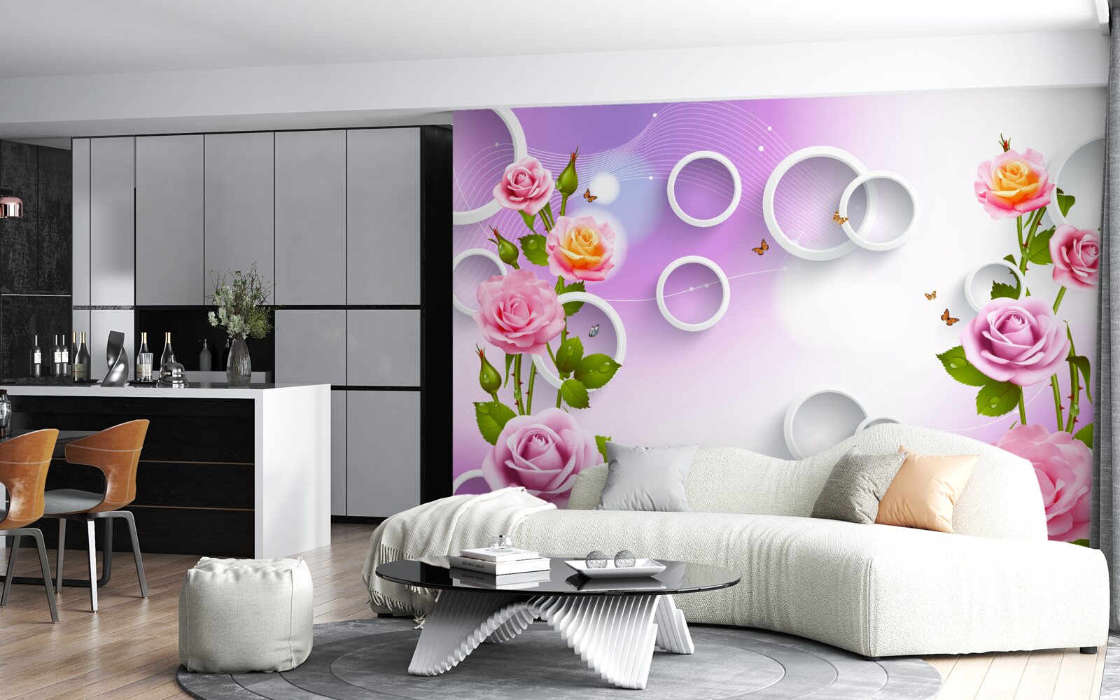 Fototapeta sada svetlých ruží na svetlom pozadí