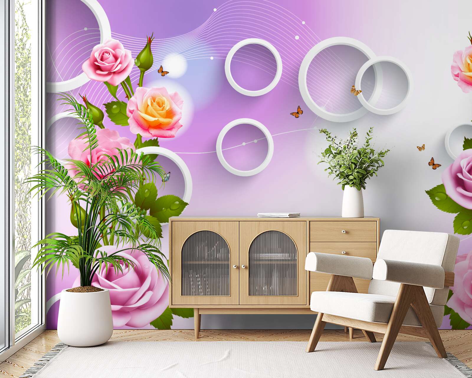 Fototapeta sada svetlých ruží na svetlom pozadí