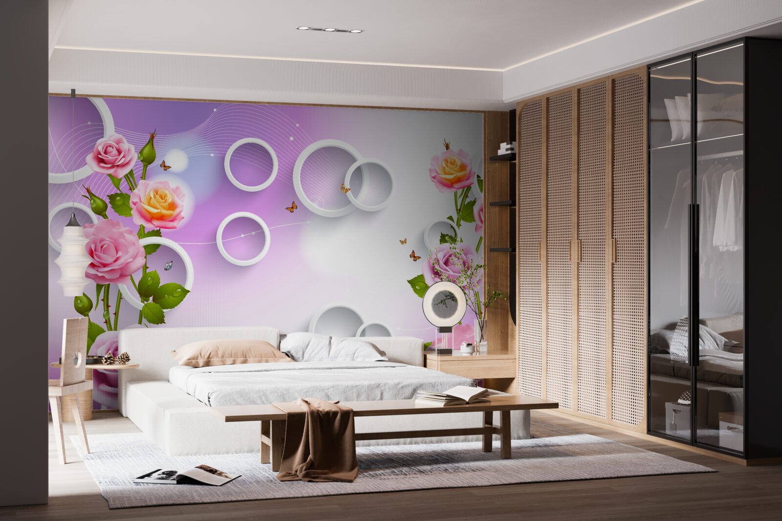 Fototapeta sada svetlých ruží na svetlom pozadí