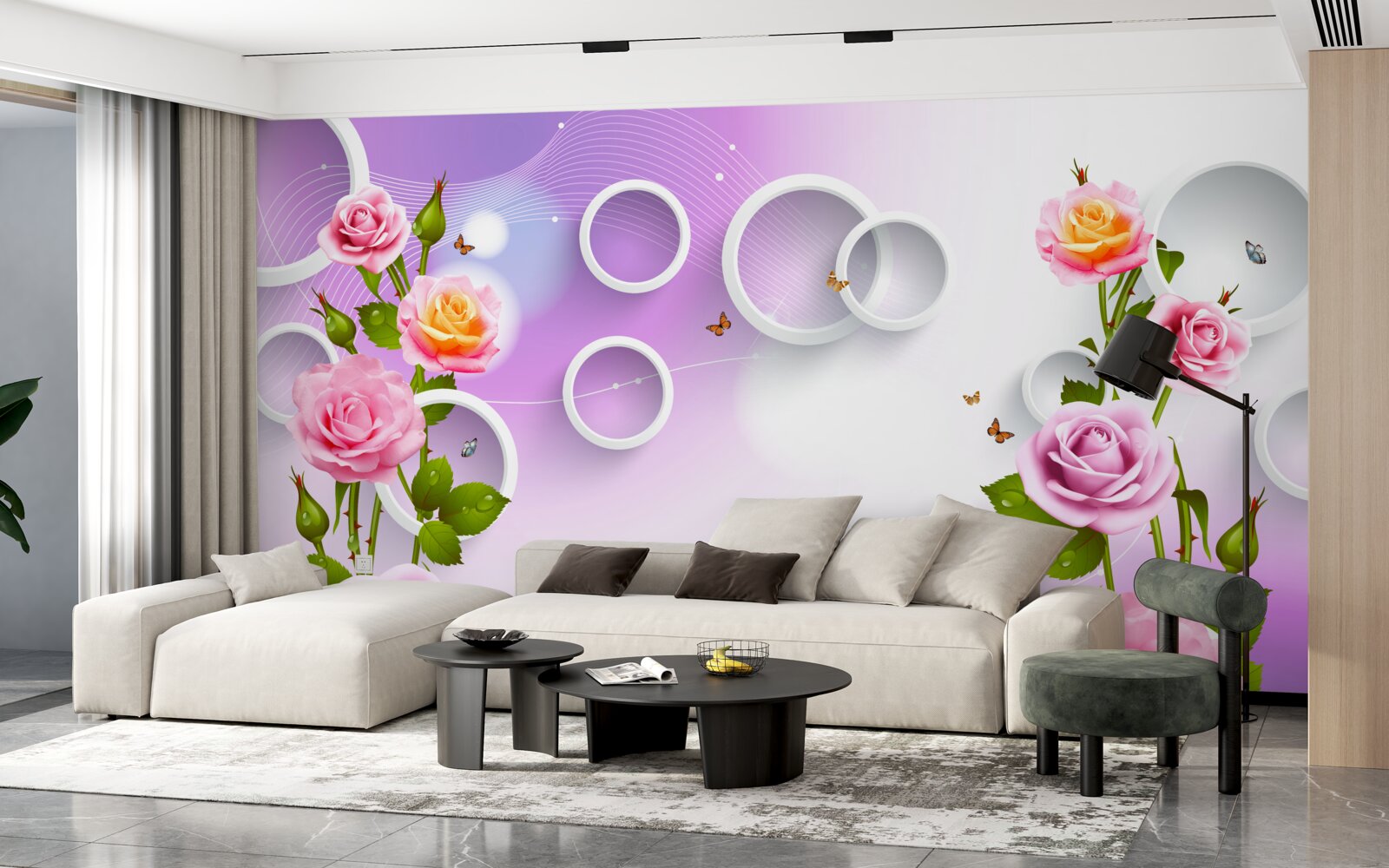 Fototapeta sada svetlých ruží na svetlom pozadí