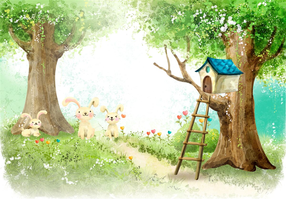 Fototapeta králiky vo svojom dome v lese