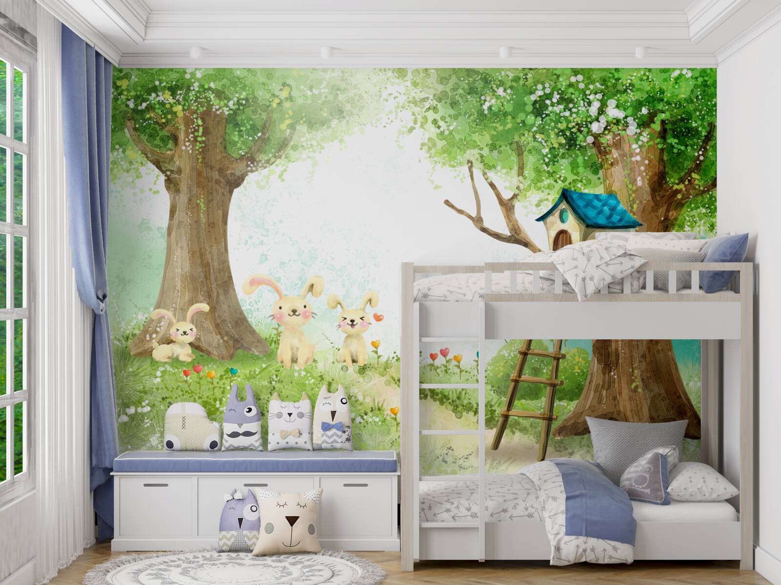 Fototapeta králiky vo svojom dome v lese