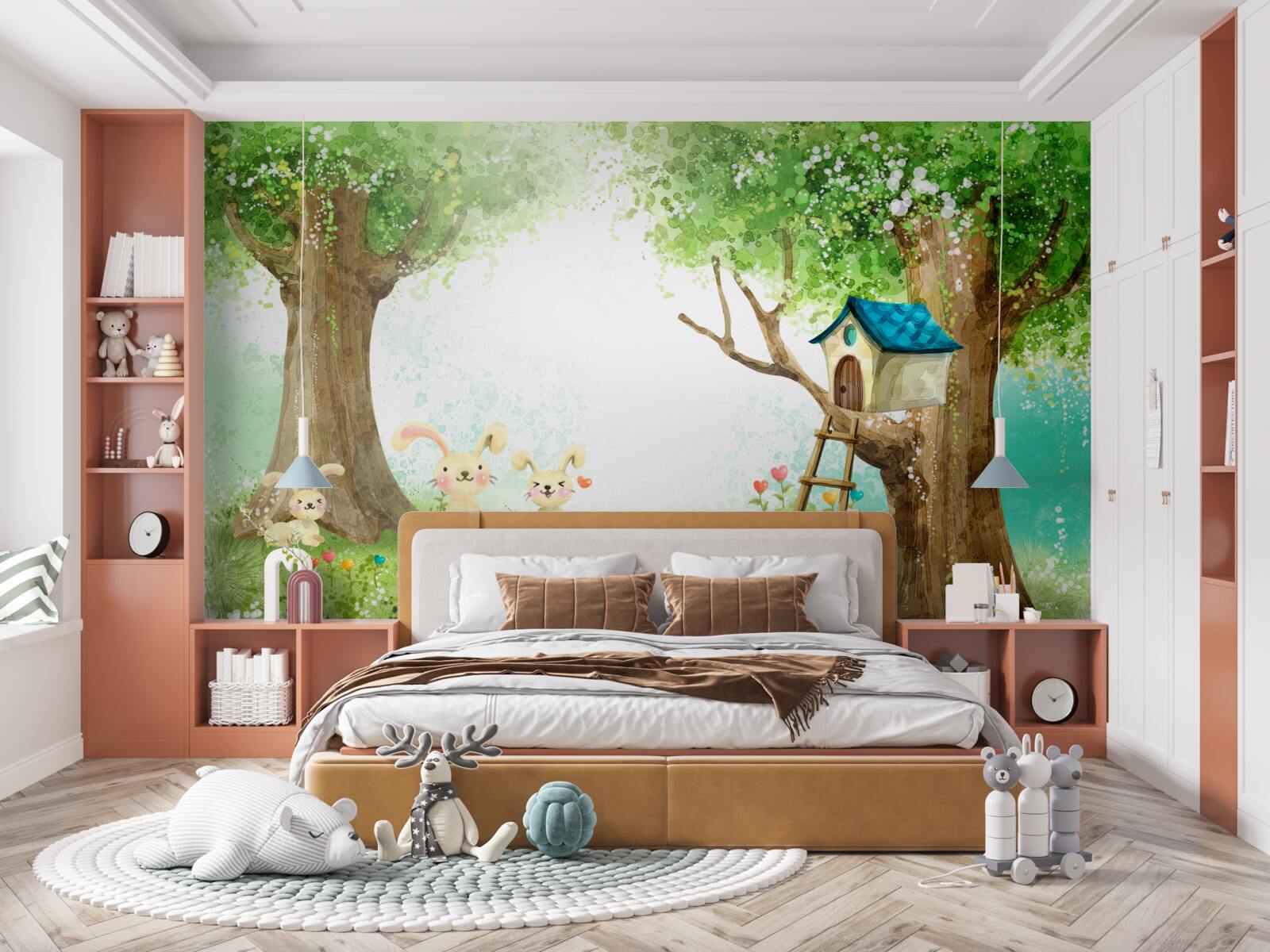 Fototapeta králiky vo svojom dome v lese