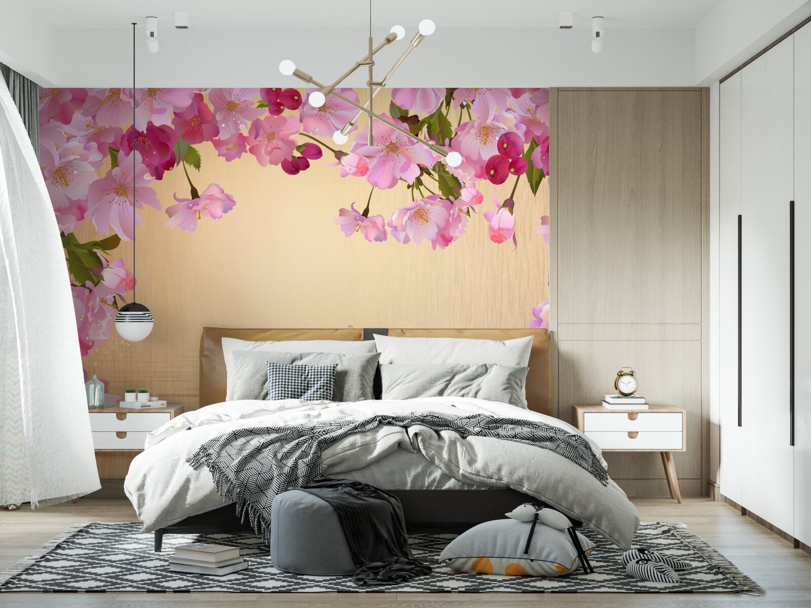 Fototapeta voda pod sviežimi ružovými kvetmi