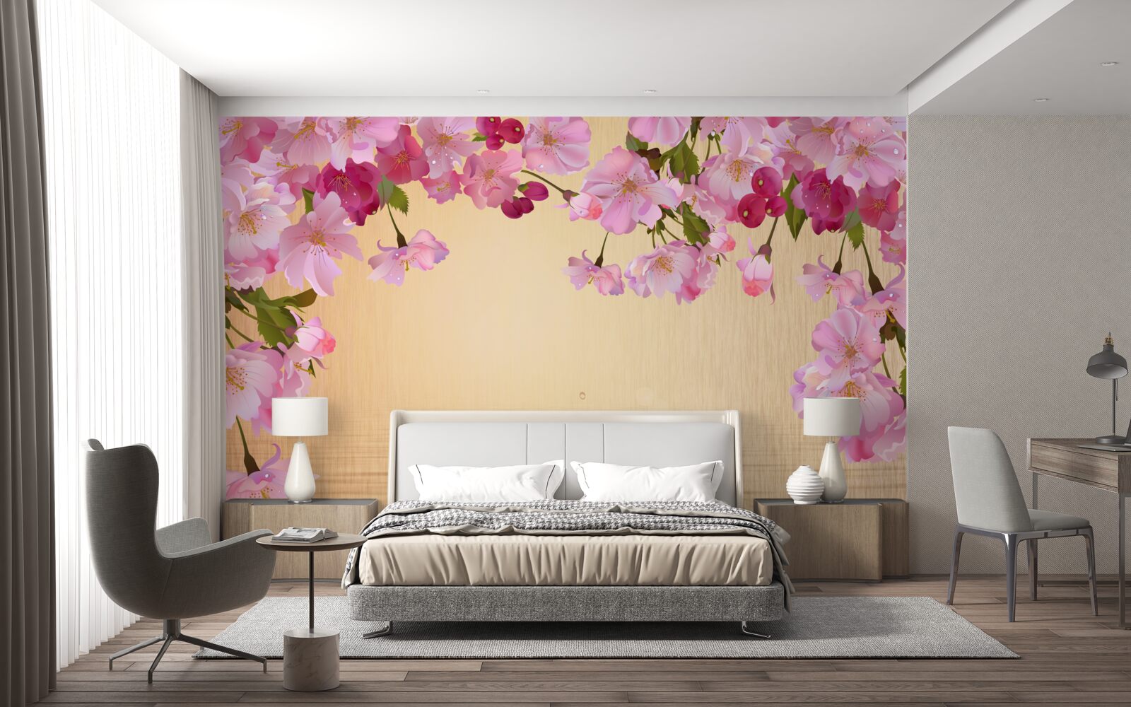 Fototapeta voda pod sviežimi ružovými kvetmi