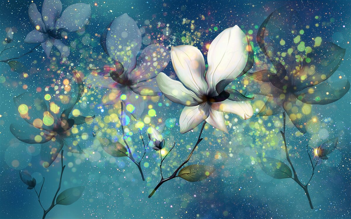 Fototapeta exkluzívne farby na tmavom zafírovom podklade