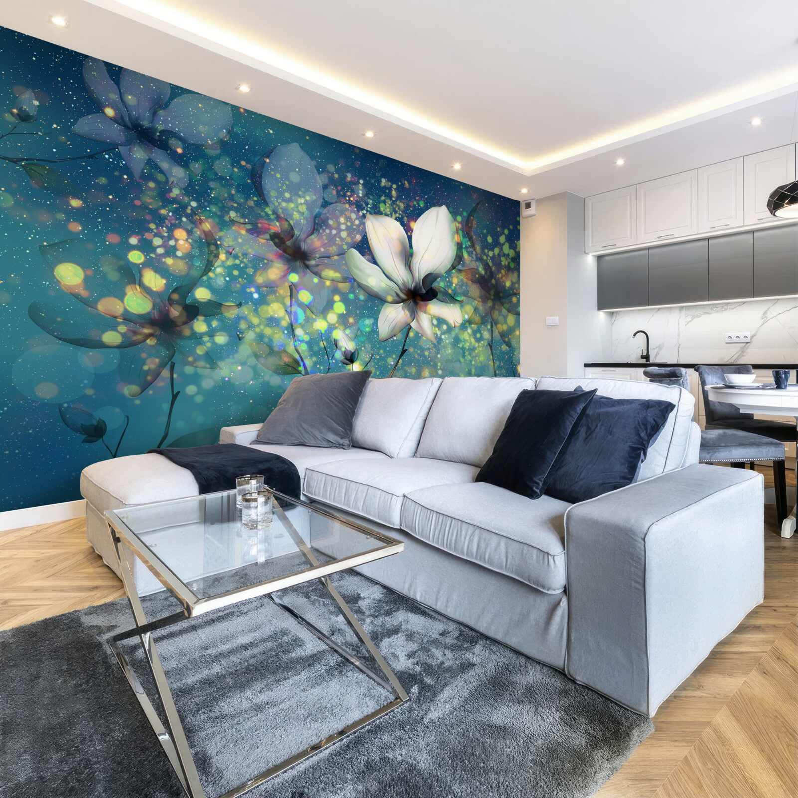 Fototapeta exkluzívne farby na tmavom zafírovom podklade