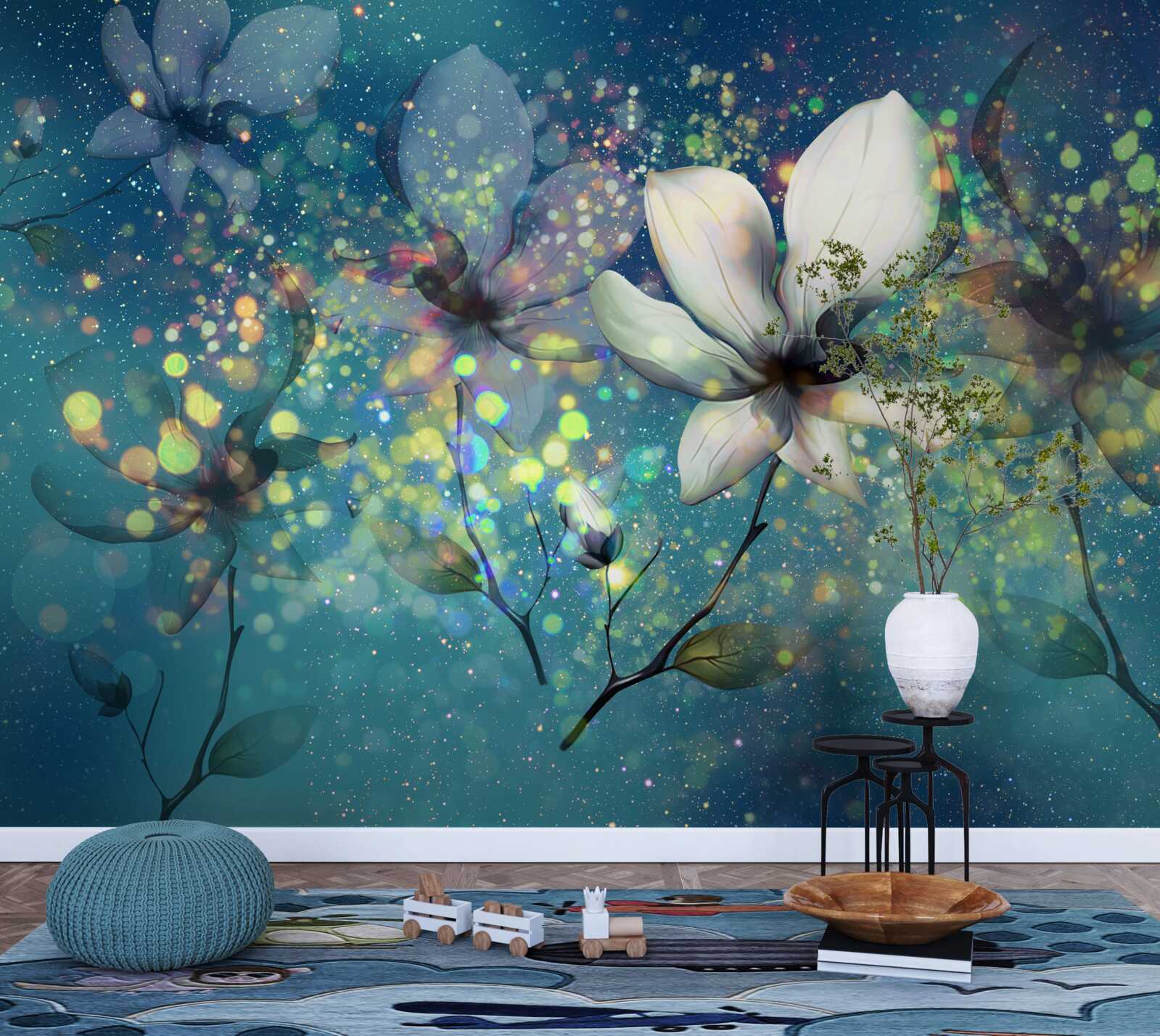 Fototapeta exkluzívne farby na tmavom zafírovom podklade