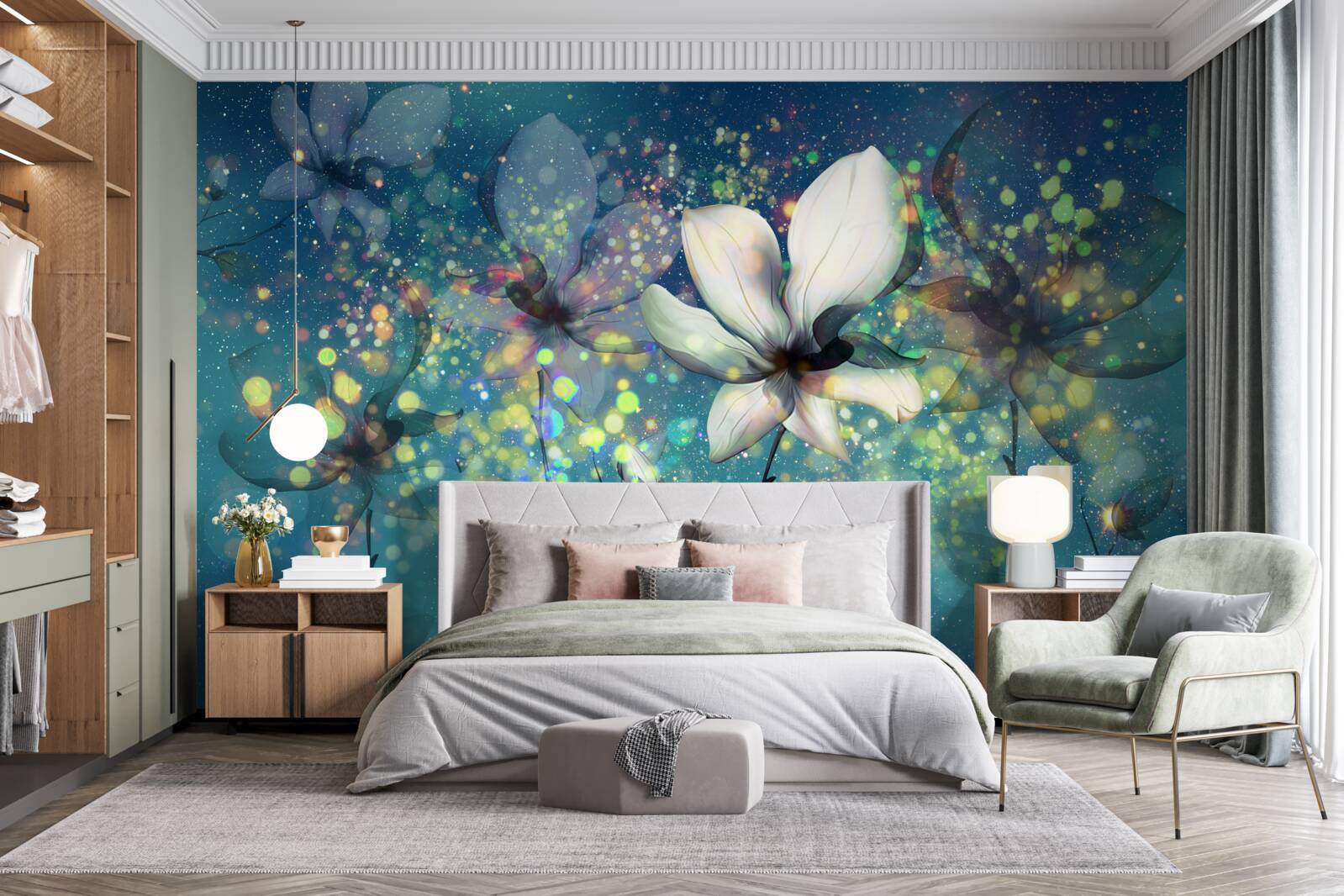 Fototapeta exkluzívne farby na tmavom zafírovom podklade