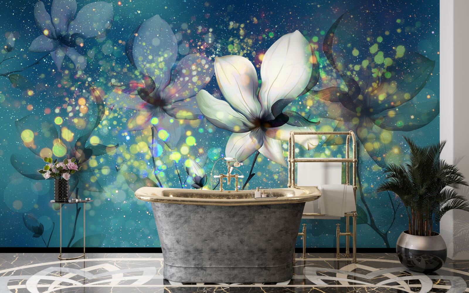 Fototapeta exkluzívne farby na tmavom zafírovom podklade