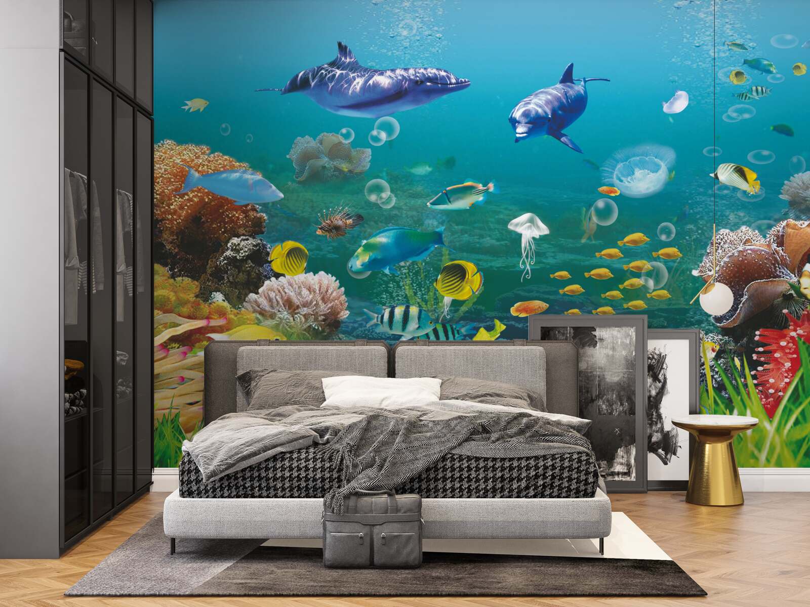 Fototapeta morských obyvateľov na zelenkastom dne