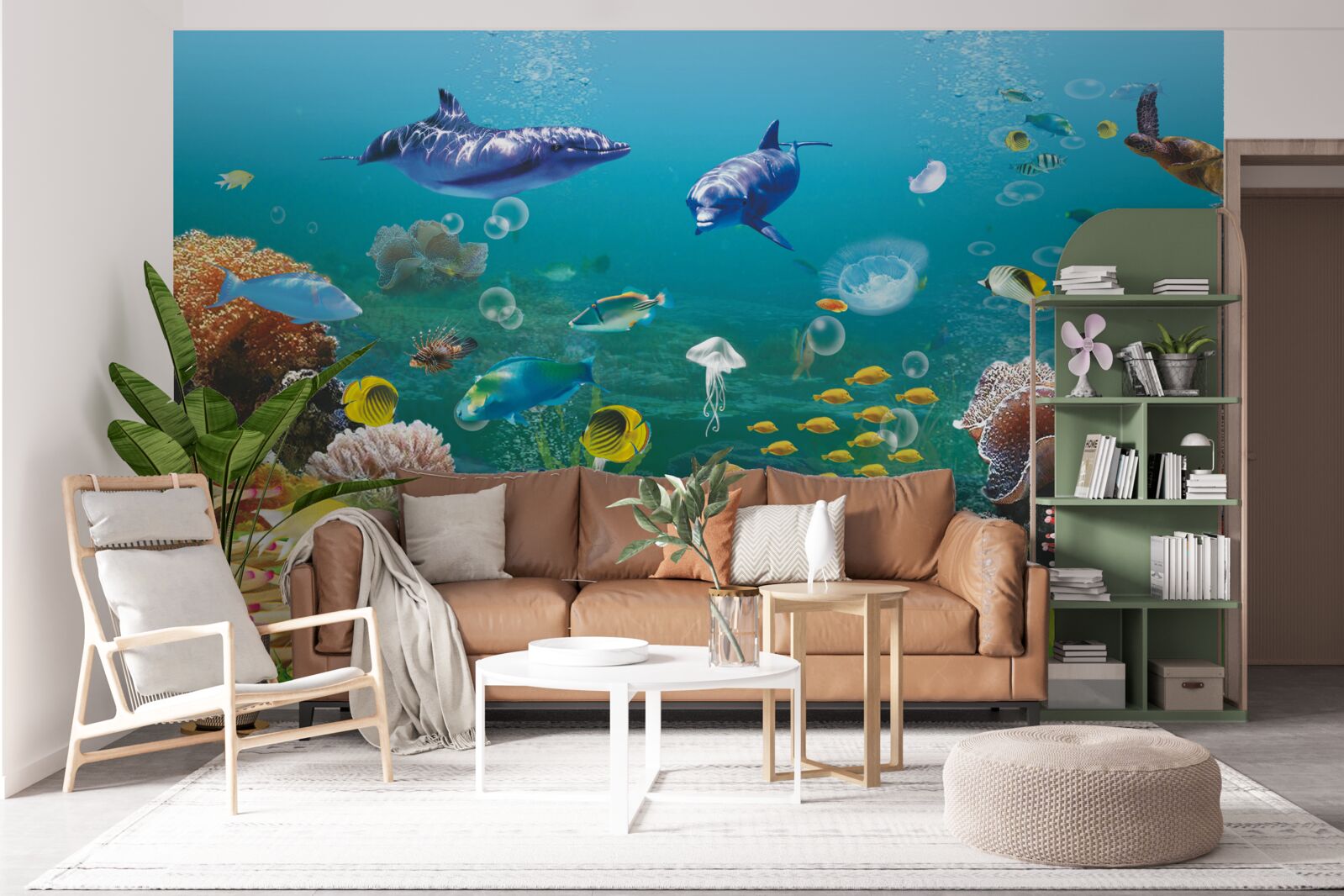 Fototapeta morských obyvateľov na zelenkastom dne