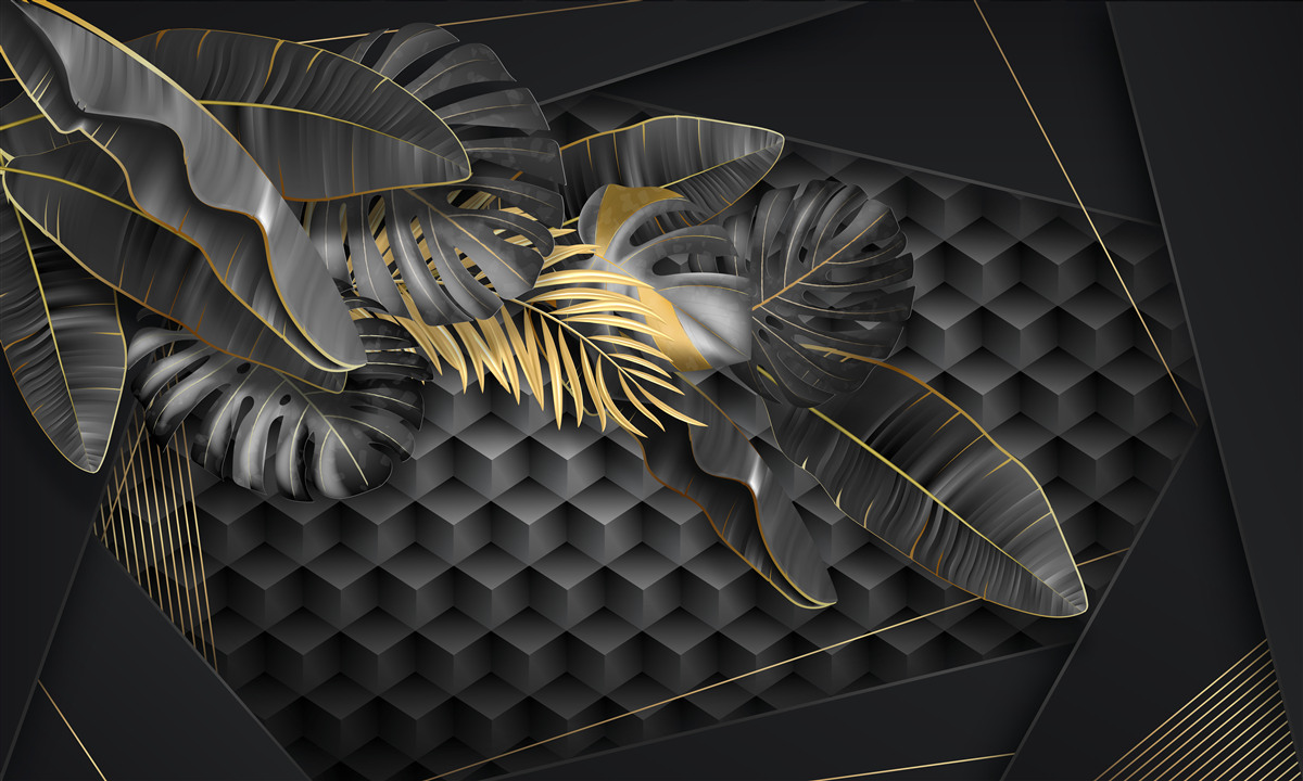 Fototapeta čierne perie s textúrou a zlatým rezom