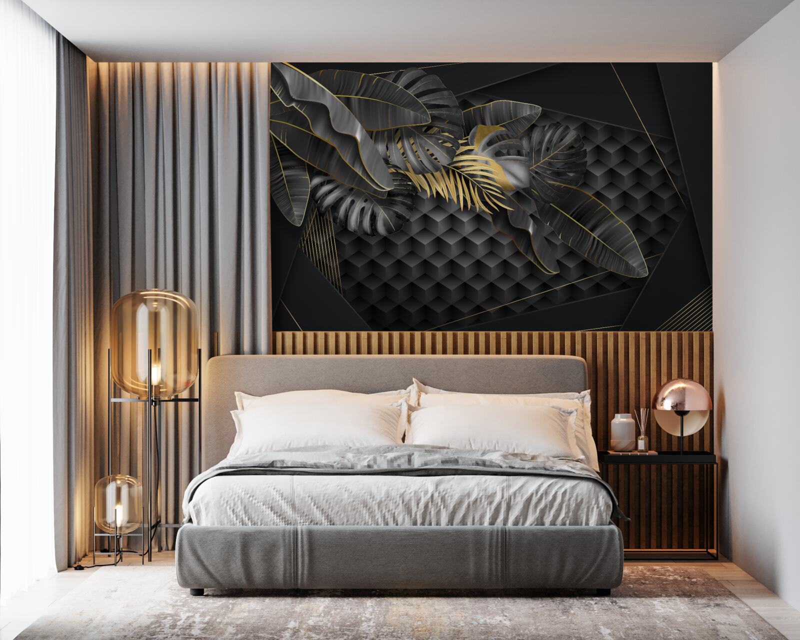 Fototapeta čierne perie s textúrou a zlatým rezom
