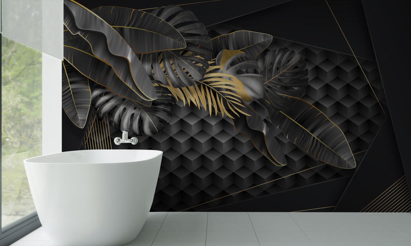 Fototapeta čierne perie s textúrou a zlatým rezom