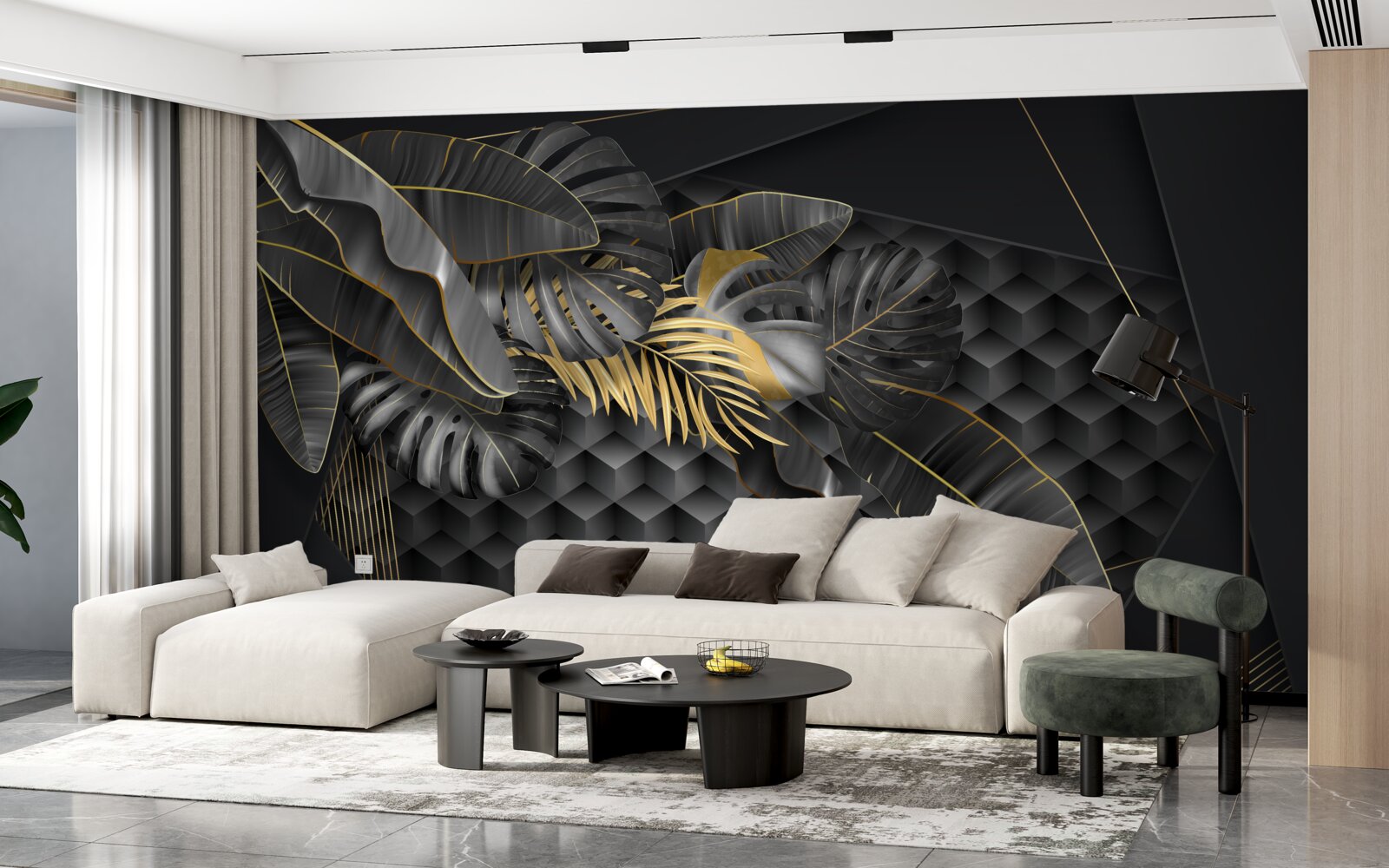 Fototapeta čierne perie s textúrou a zlatým rezom