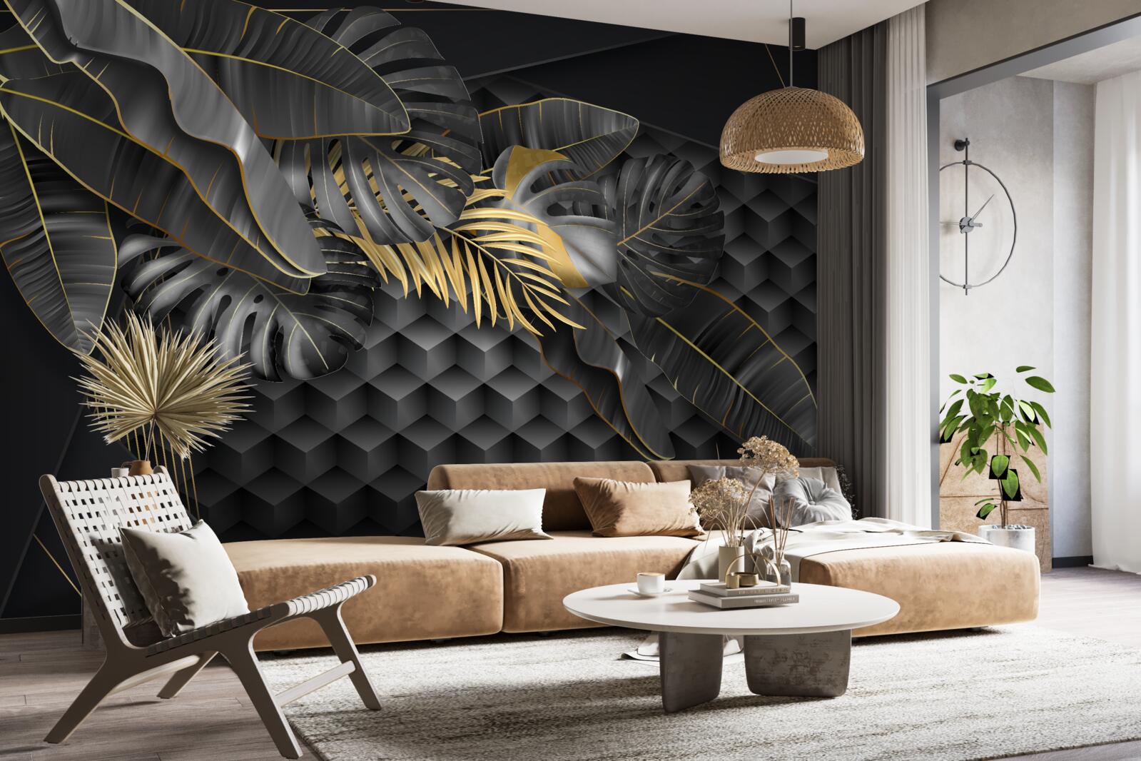 Fototapeta čierne perie s textúrou a zlatým rezom