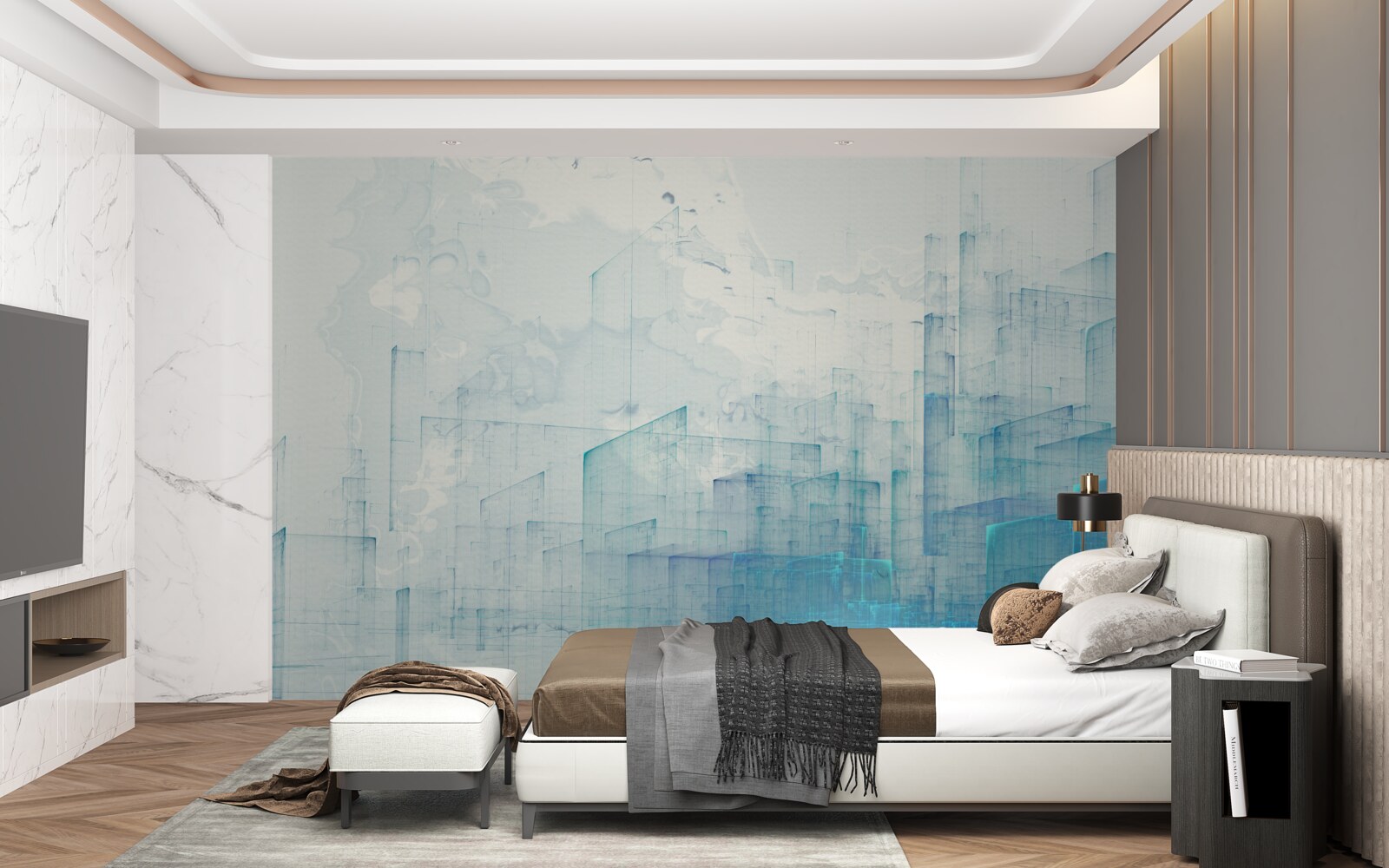 Fototapeta abstraktné mesto zahalené v hmle