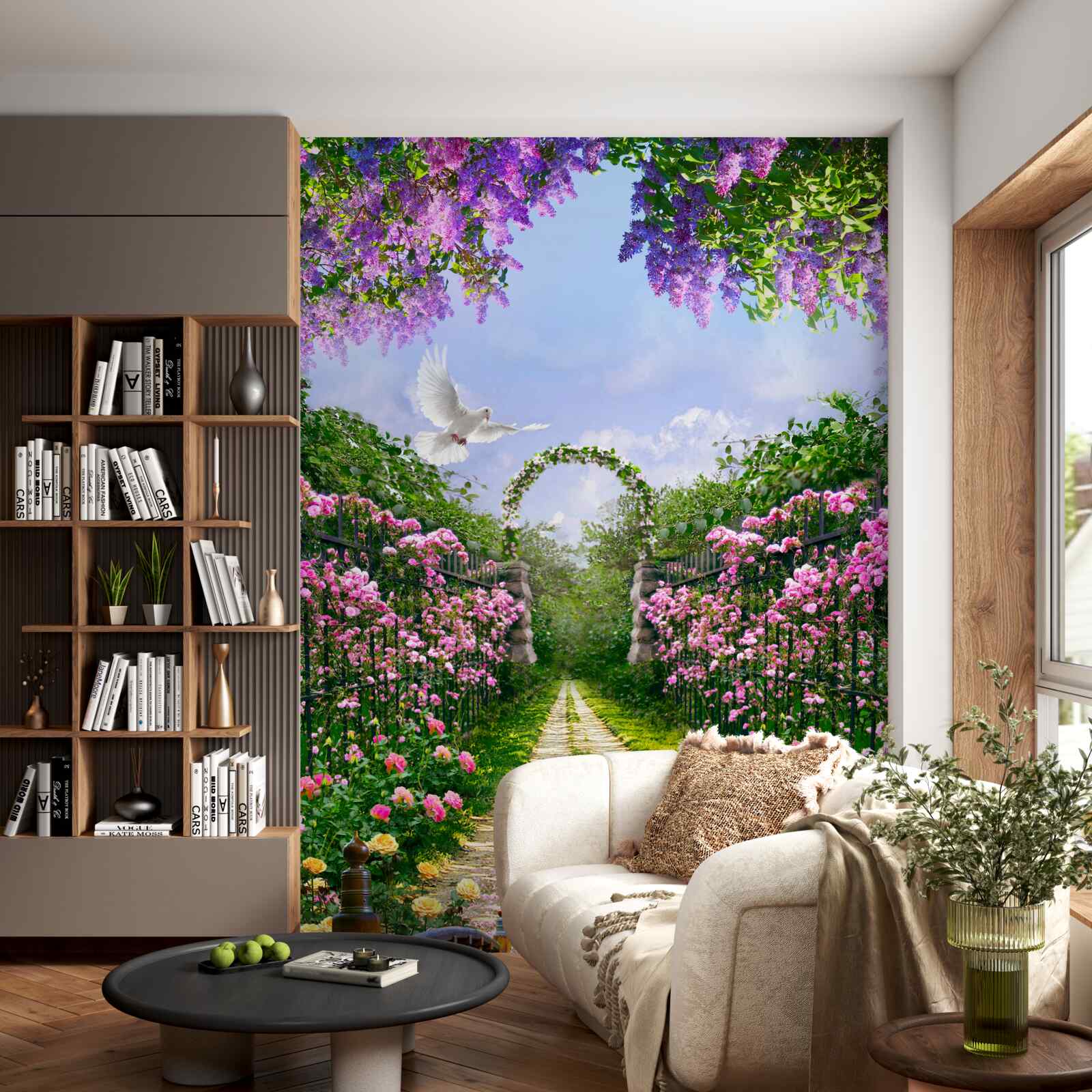 Fototapeta most obklopený letnými kvetmi na avenue