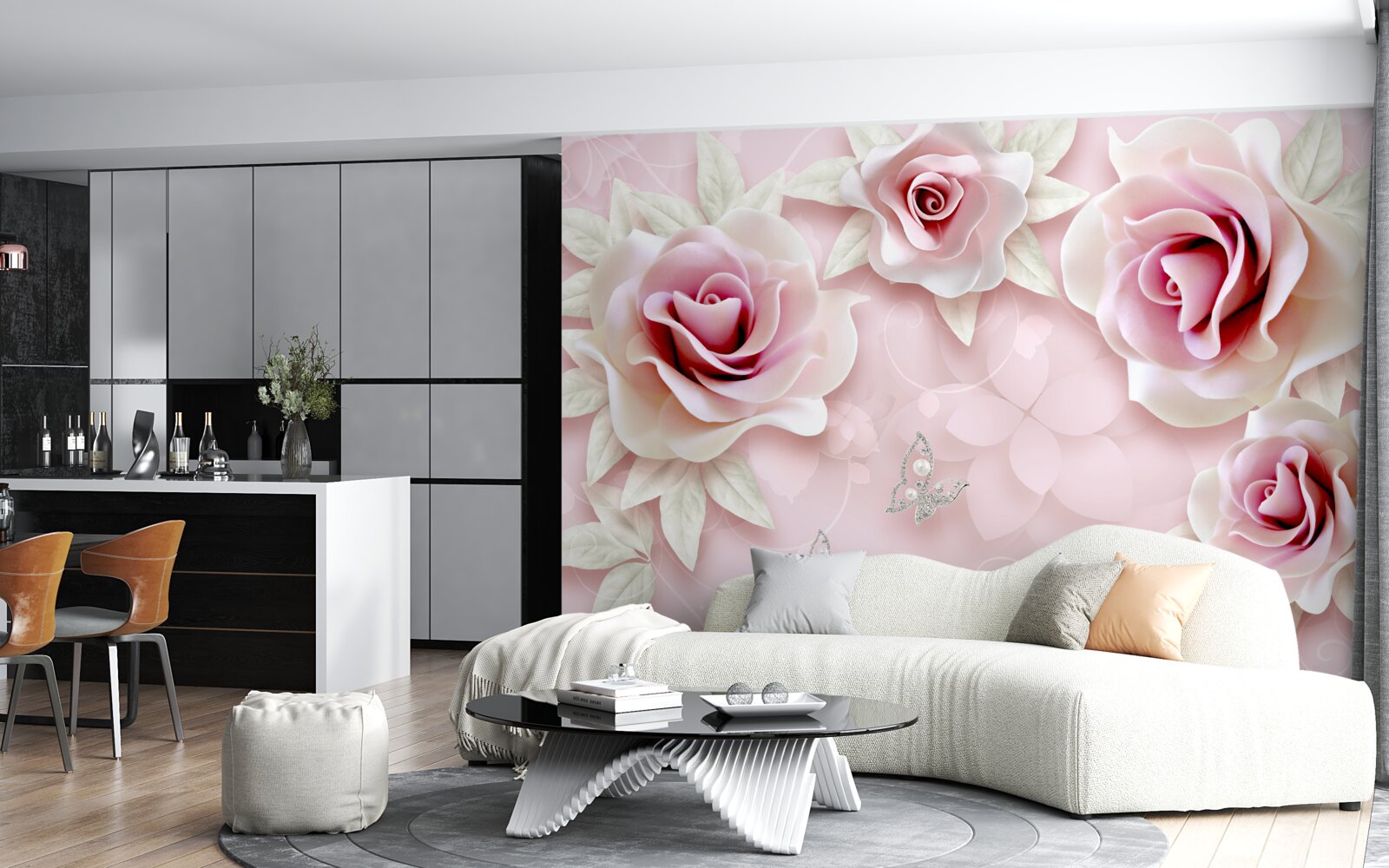 Fototapeta elegantná porcelánovo ružová v jemnom, fialovom tóne