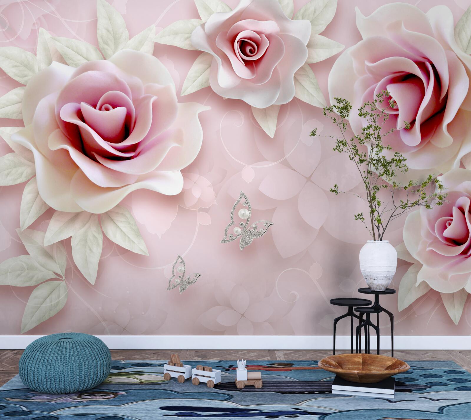 Fototapeta elegantná porcelánovo ružová v jemnom, fialovom tóne