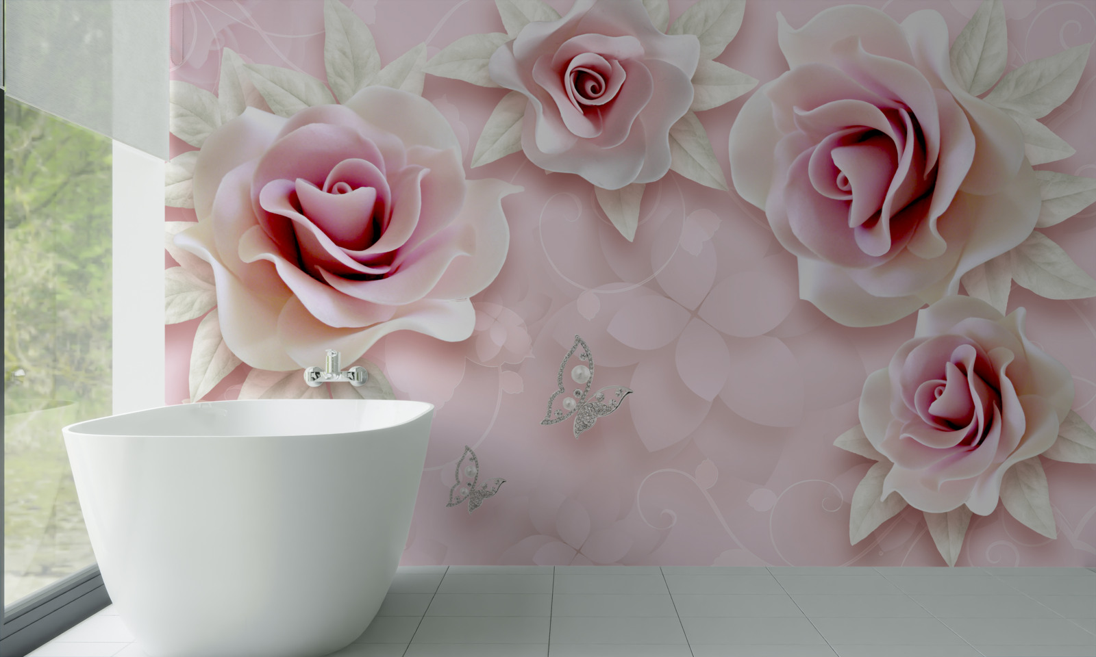 Fototapeta elegantná porcelánovo ružová v jemnom, fialovom tóne