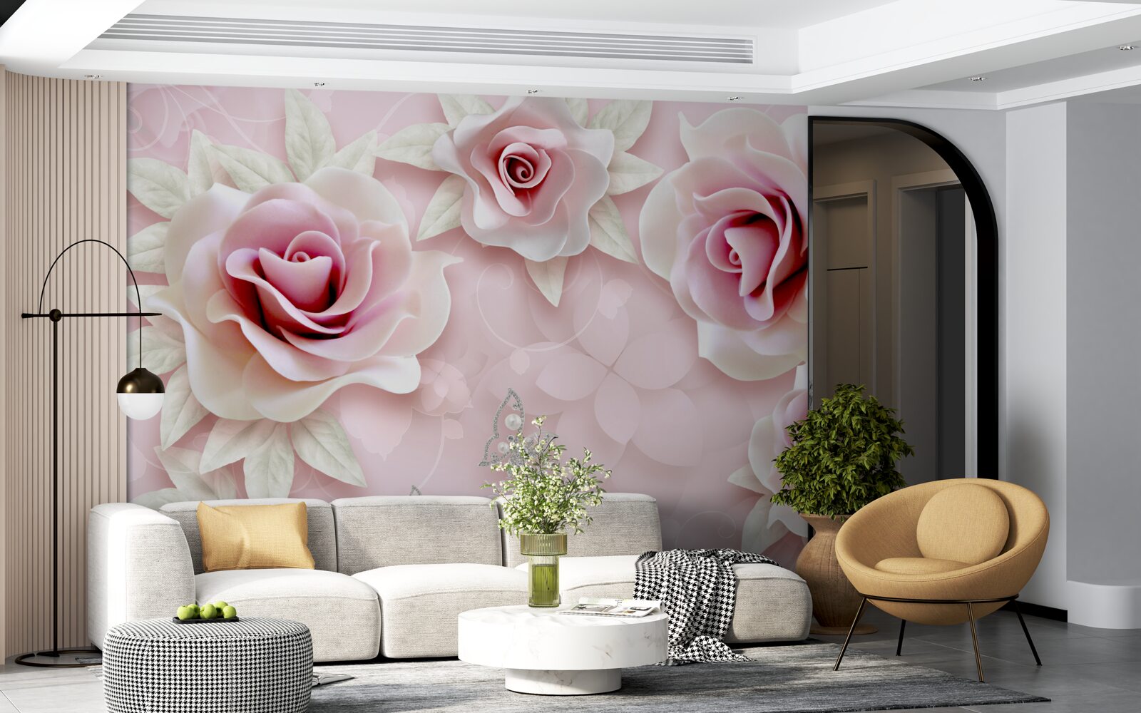 Fototapeta elegantná porcelánovo ružová v jemnom, fialovom tóne