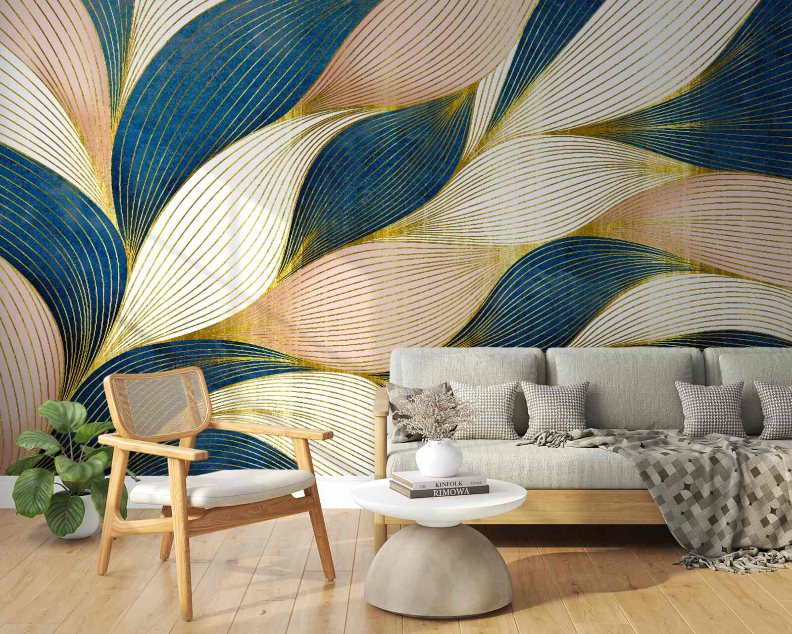 Fototapeta prepletené modré a zlaté listy