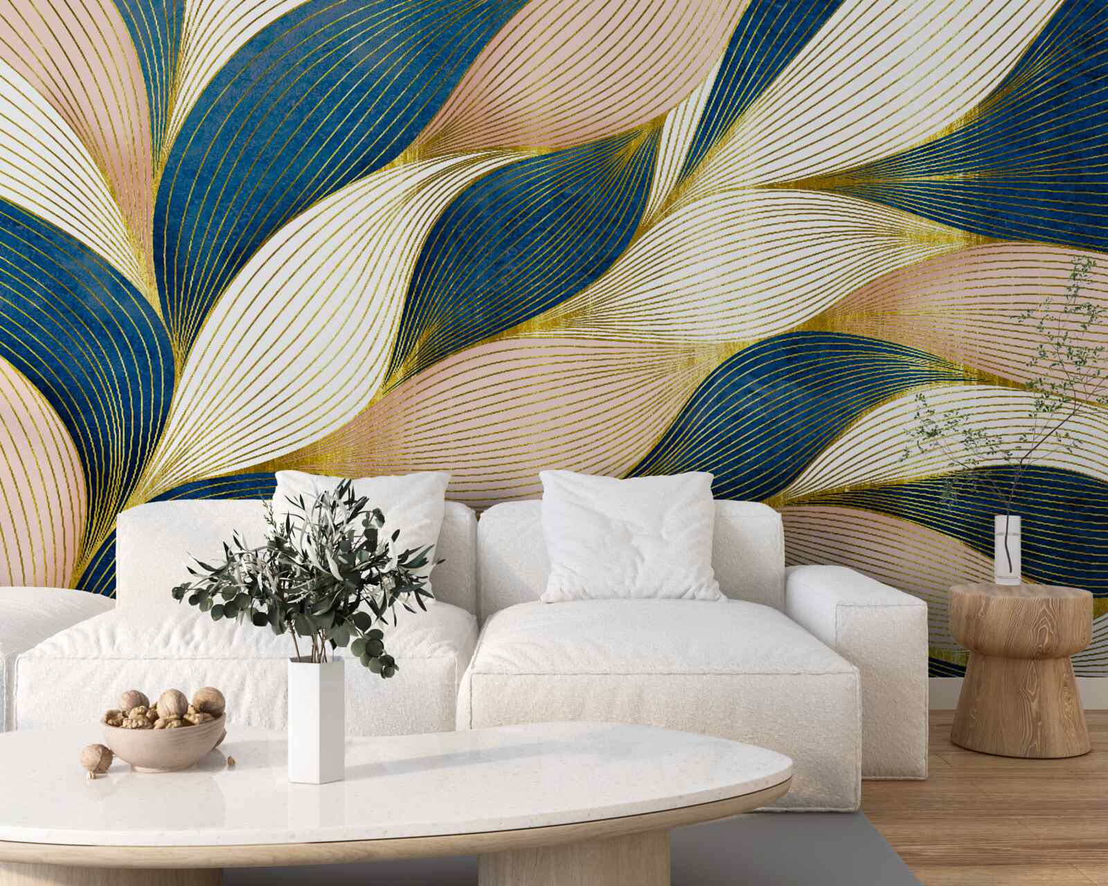 Fototapeta prepletené modré a zlaté listy