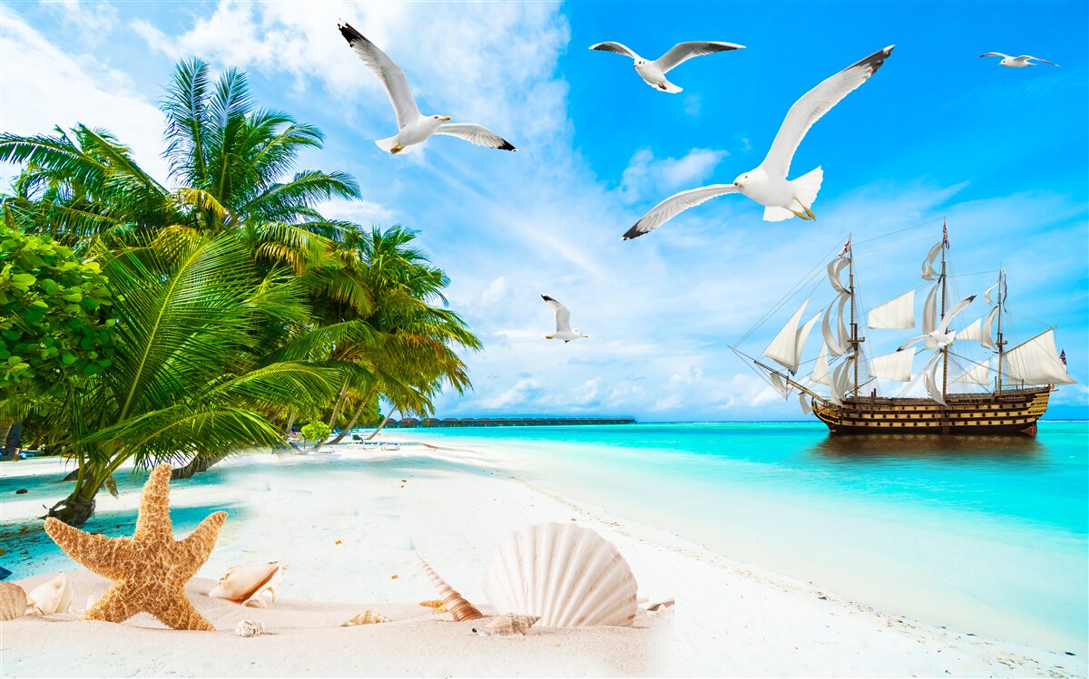 Fototapeta dok na pustom ostrove