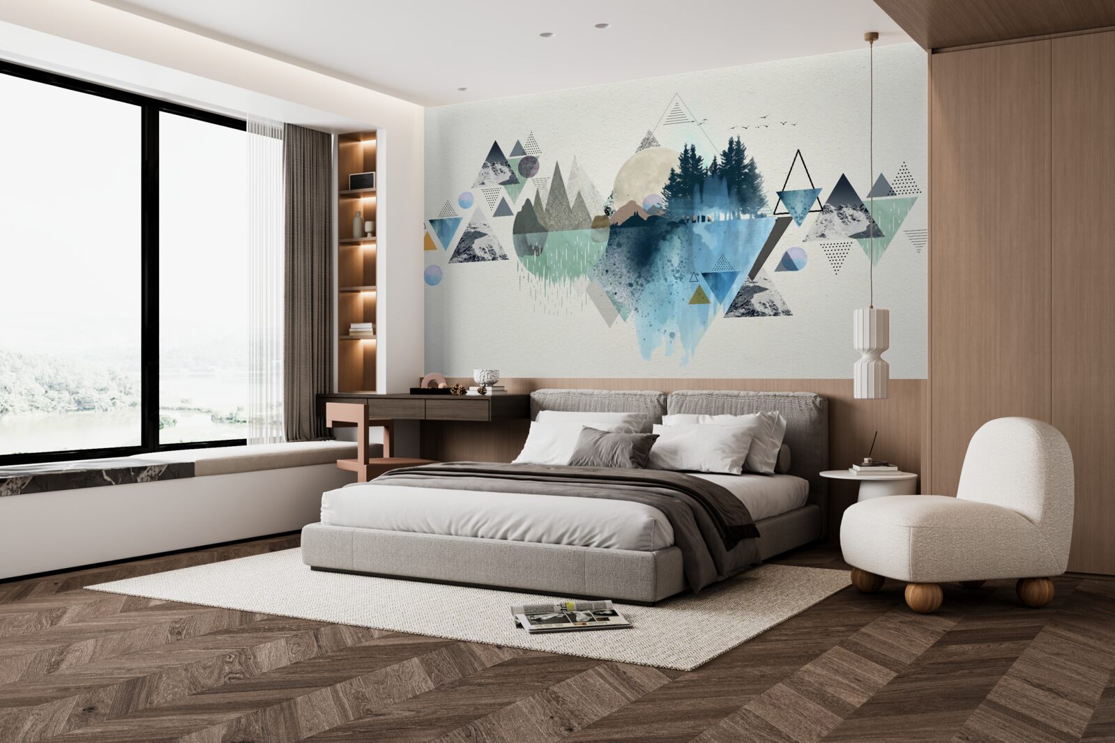 Fototapeta Odraz jazera ukazuje mrazivý zimný les