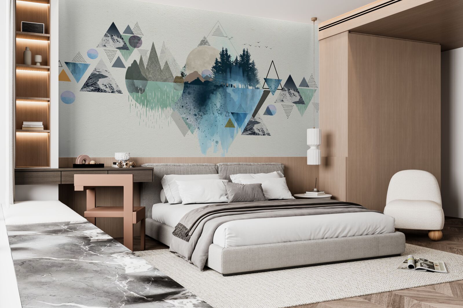 Fototapeta Odraz jazera ukazuje mrazivý zimný les