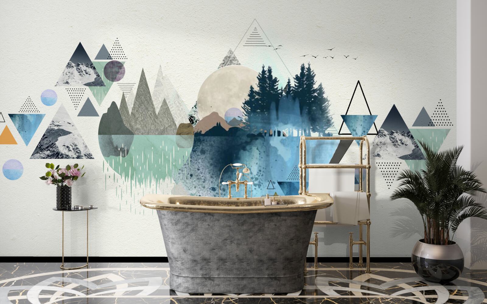 Fototapeta Odraz jazera ukazuje mrazivý zimný les