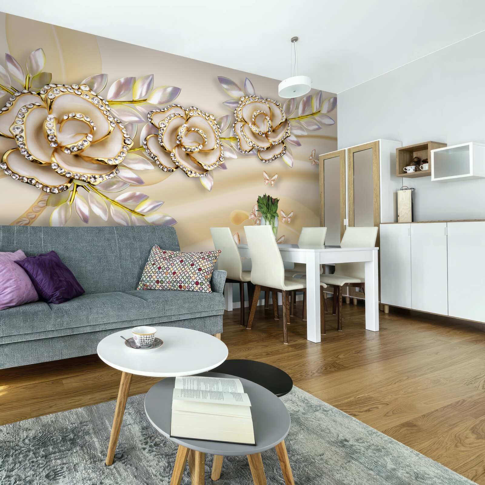 Fototapeta kovové konáre zlatej ruže