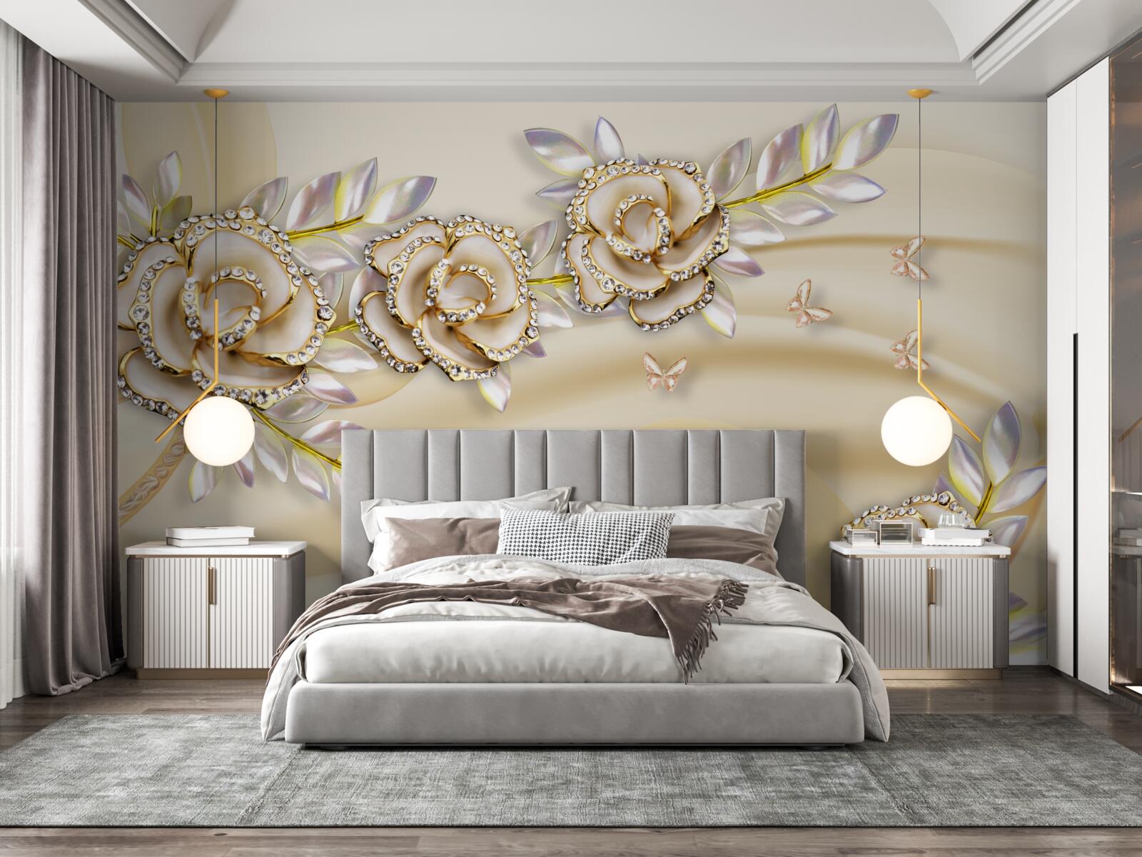 Fototapeta kovové konáre zlatej ruže