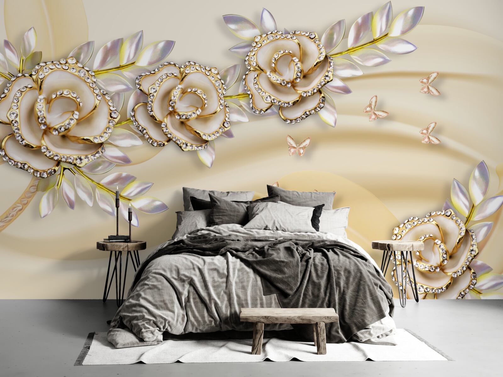 Fototapeta kovové konáre zlatej ruže