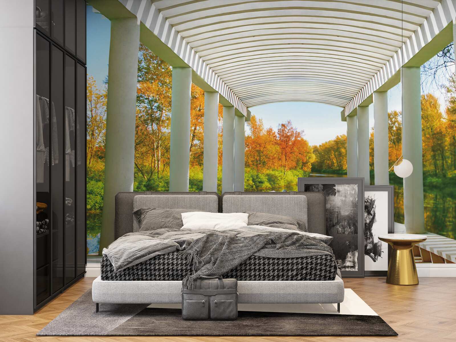 Fototapeta nádrž, na ktorej plávajú snehobiele labute