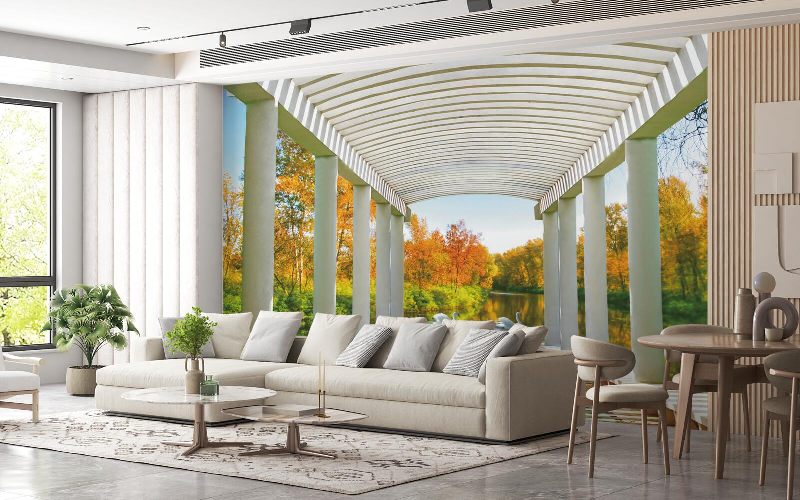 Fototapeta nádrž, na ktorej plávajú snehobiele labute