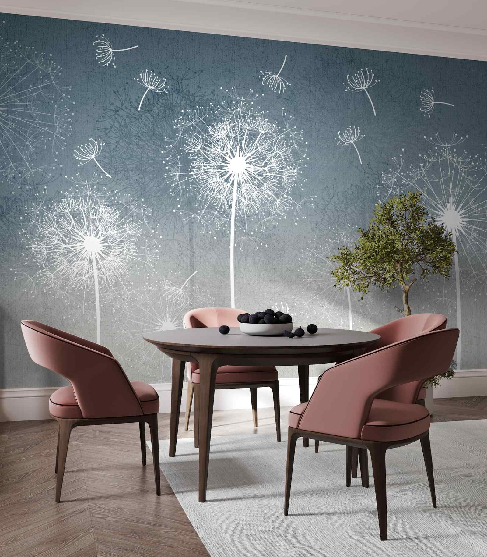 Fototapeta ľahký plávajúci let púpavy za súmraku