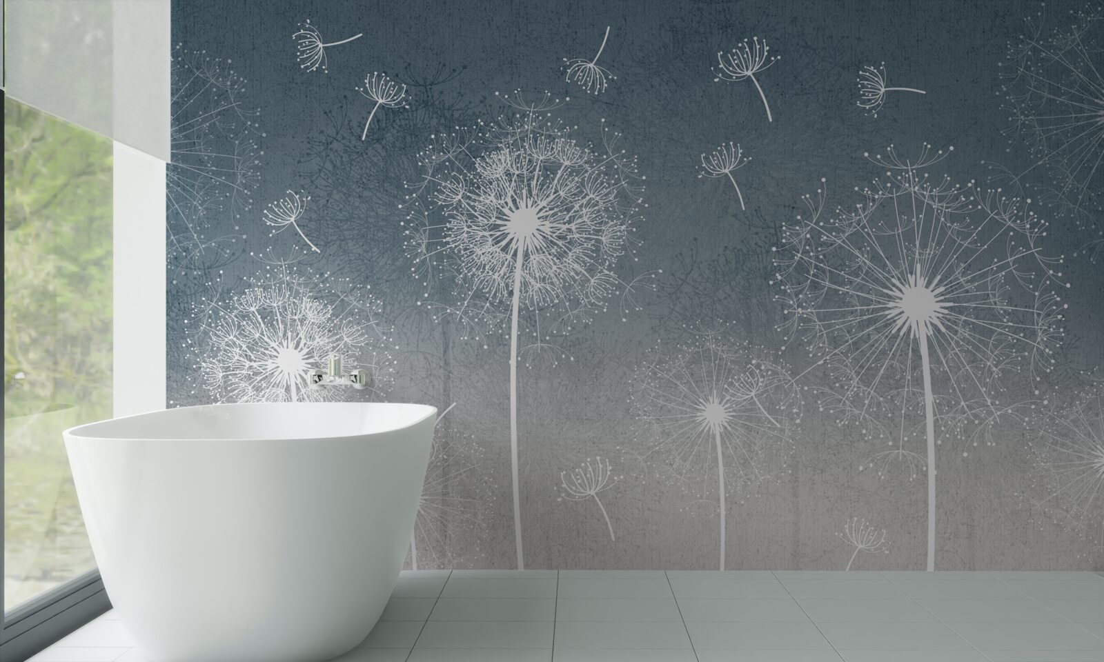 Fototapeta ľahký plávajúci let púpavy za súmraku