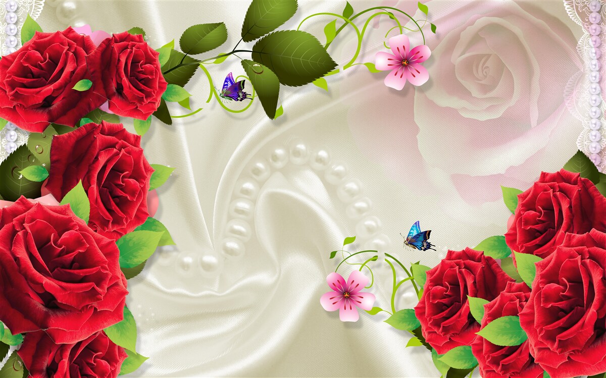 Fototapeta súbor kameňov a červených ruží