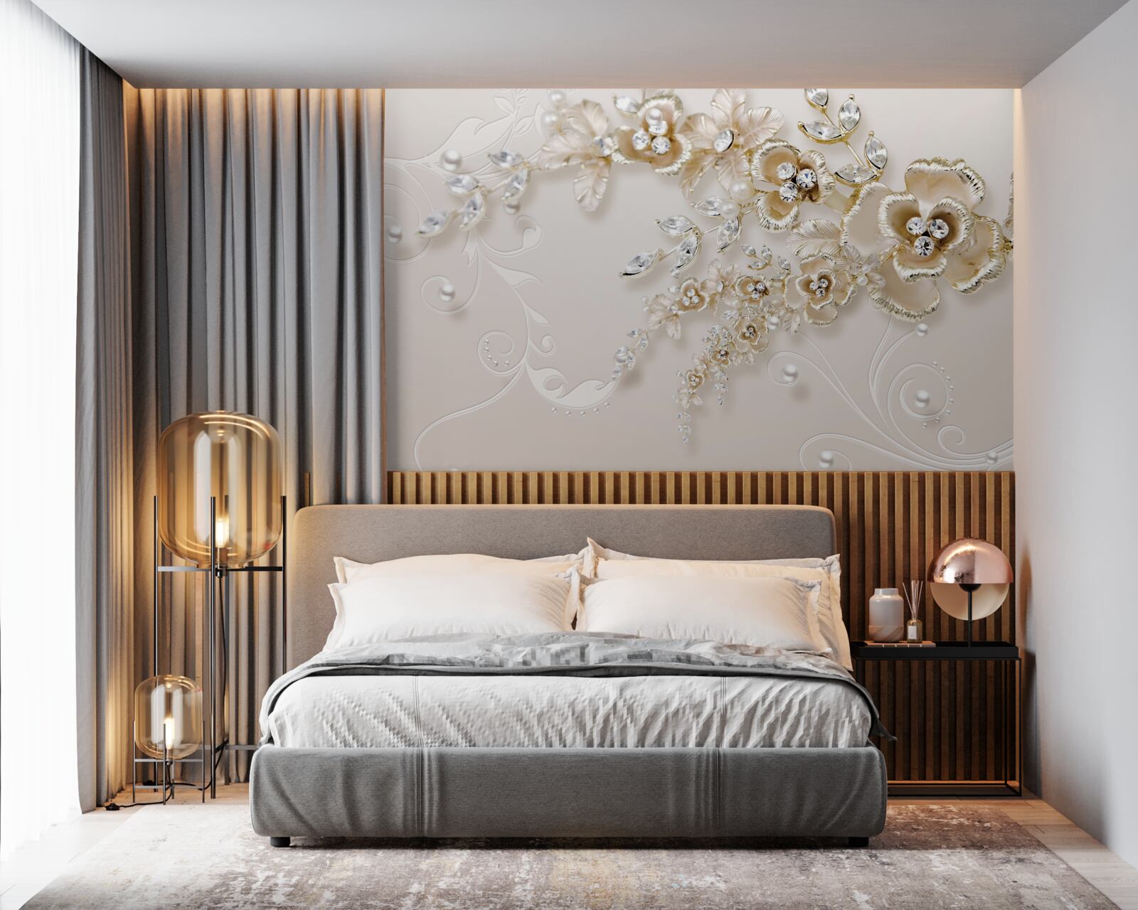 Fototapeta konáre rozkvitnuté zlatom, posiate kamienkami