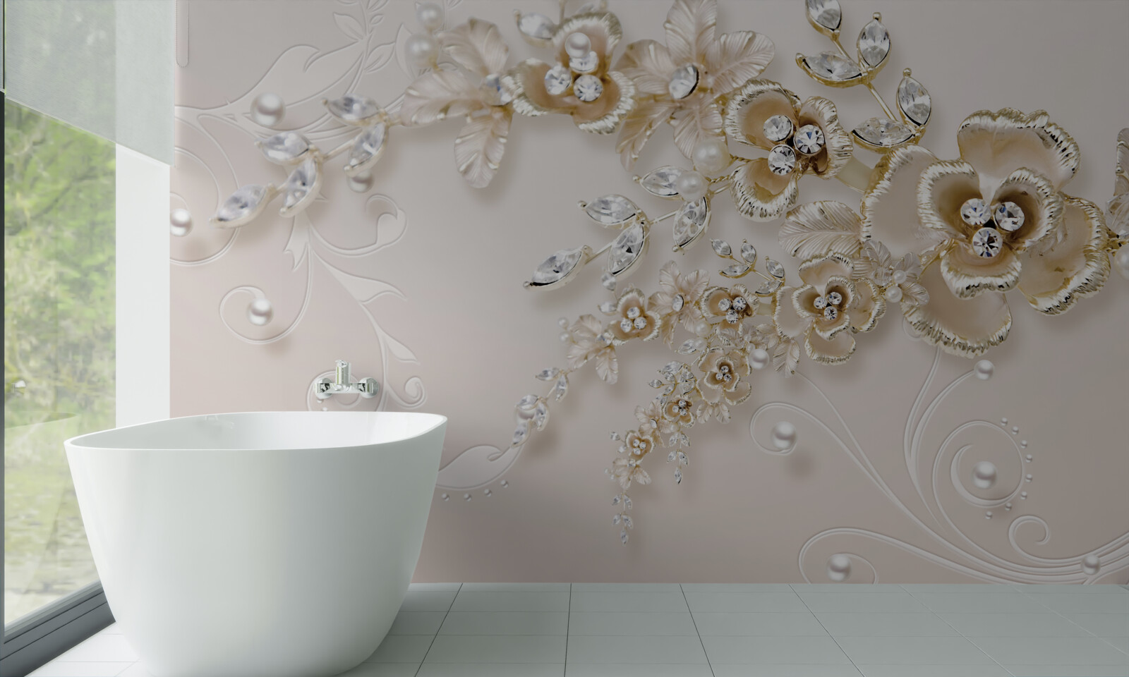 Fototapeta konáre rozkvitnuté zlatom, posiate kamienkami