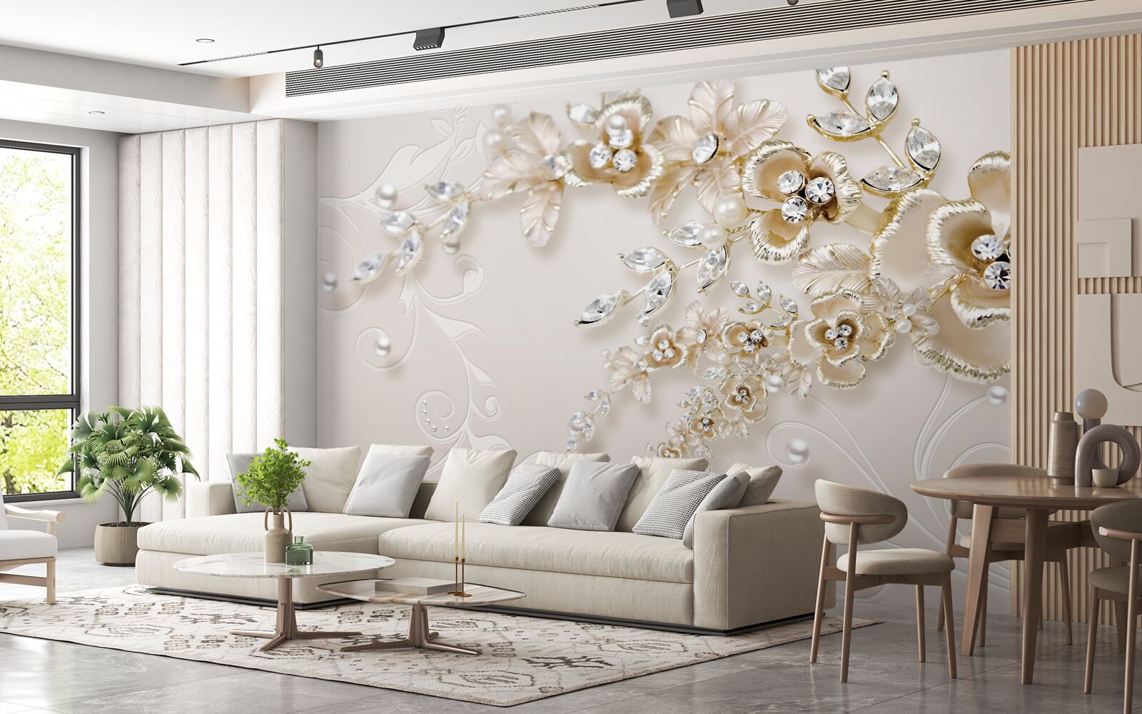 Fototapeta konáre rozkvitnuté zlatom, posiate kamienkami