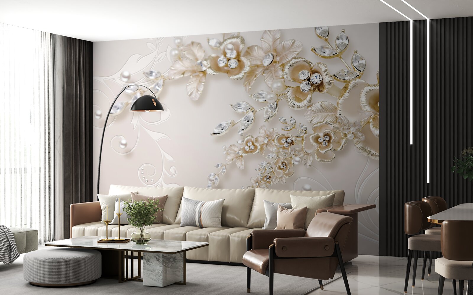 Fototapeta konáre rozkvitnuté zlatom, posiate kamienkami