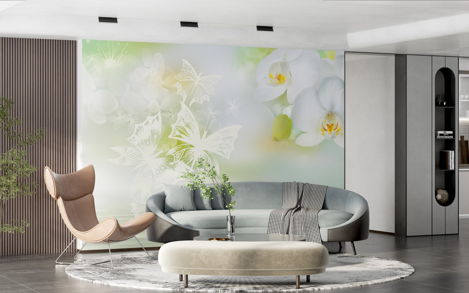 Fototapeta Snehobiele orchidey sa odrážajú vo vode